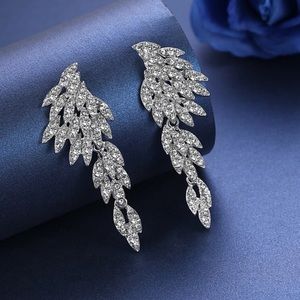 Elegant Silver Leaf Drop Earrings